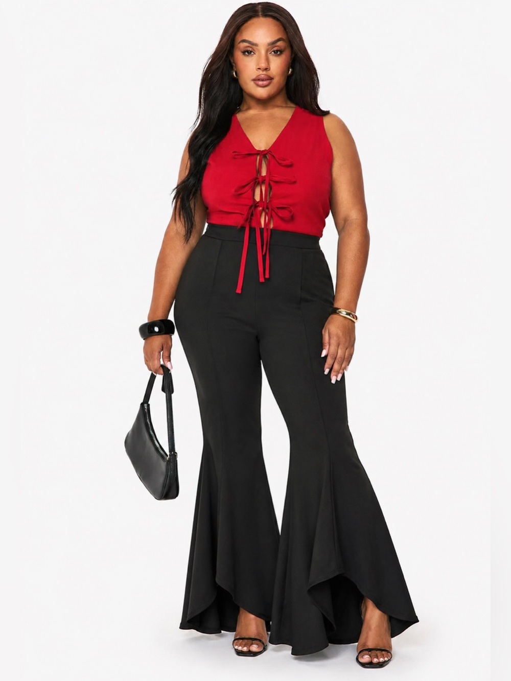 Plus High-Waist Black Flared Pants — Elegant Bootcut Style